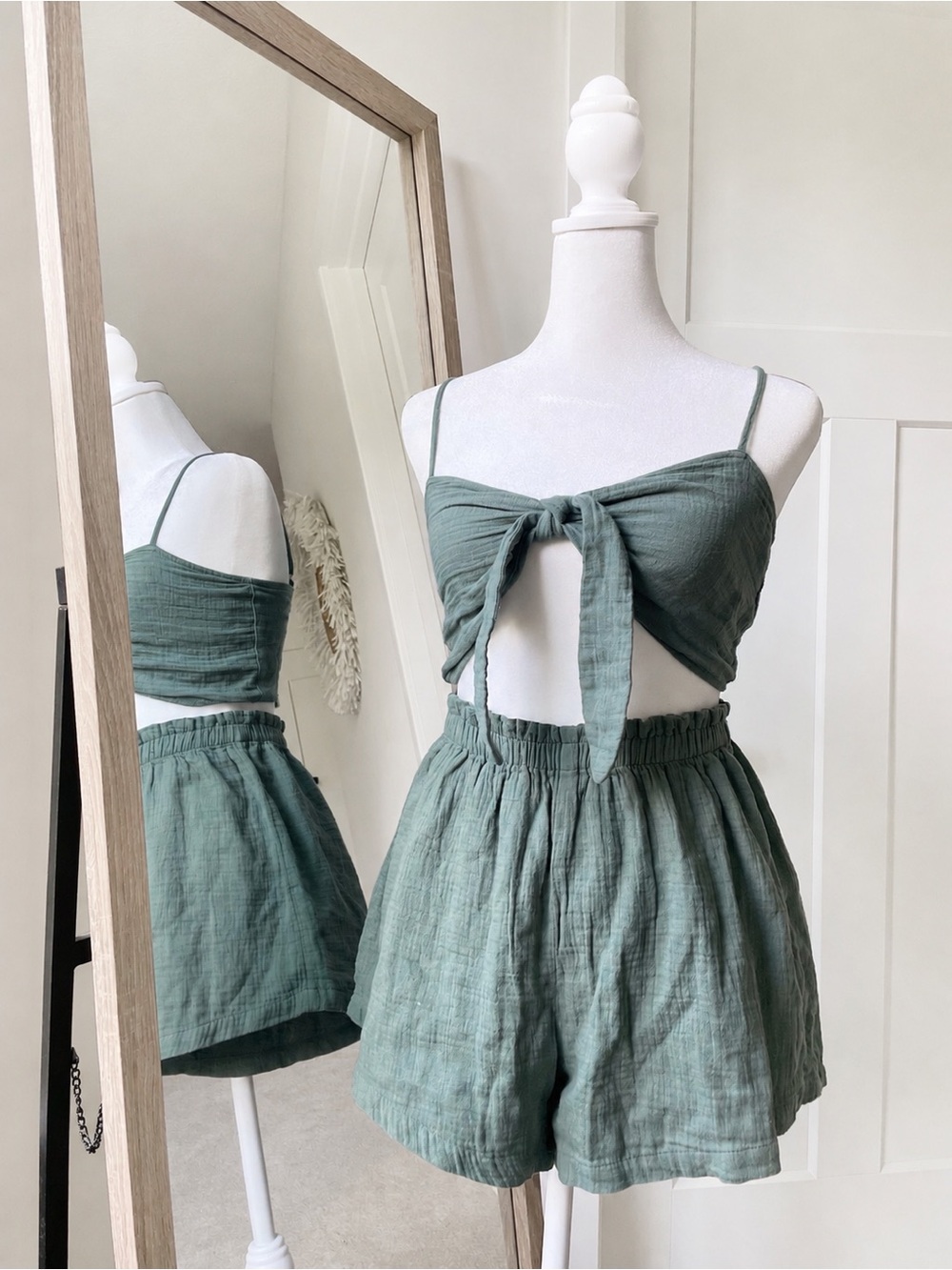 Gilly Hicks Sage Green Matching Lounge Set Bralette & Shorts